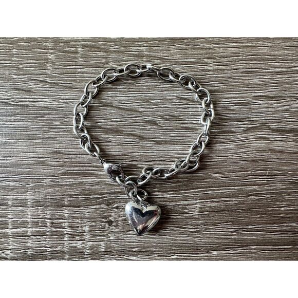 Vintage Silver Heart Charm Bracelet - Picture 1 of 1